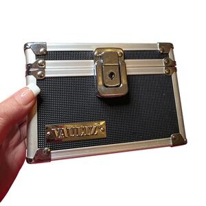 Vaultz Mini Locking Storage Box Black Chrome Security Case Key Lock VZ01002